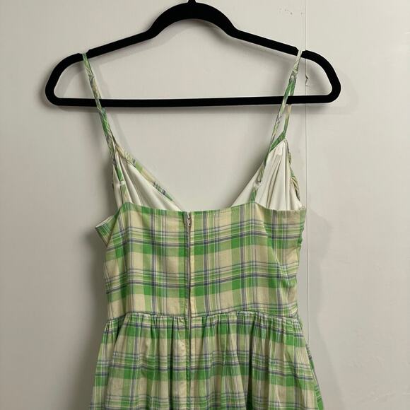 Y2K Vintage Fredericks of Hollywood S/M plaid mini dress cotton USA green white - Picture 6 of 8
